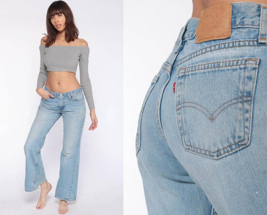 Low Rise Jeans Y2k Flare Jeans Light Wash Denim Bell Bottoms Retro