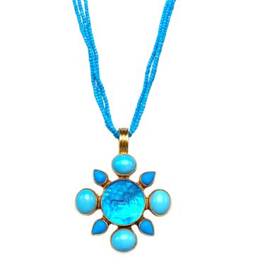 Turquoise Mosaic Pendant Necklace
