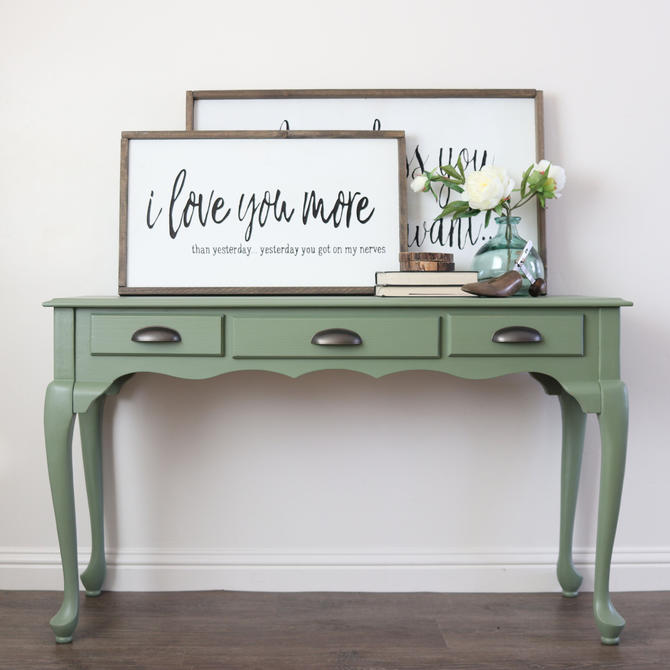 Sage Green Sofa Table Farmhouse Decor Entry Table With Drawer Rustic Furniture Painted Furniture Hallway Table Console Table By Arayofsunlight From A Ray Of Sunlight Of Duluth Mn Attic