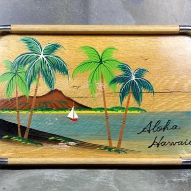 Vintage Hawaiian Wooden Souvenir Tray, circa 1950s - Hawaii Souvenir - Vintage Souvenir Tray - Made in Japan | FREE SHIPPING 