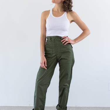 Vintage 25 Waist Army Pants | Cotton Poly Utility Army Pant | Green Fatigues | Made in USA 