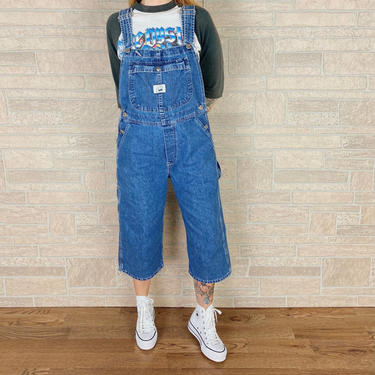 LEE Riveted Denim Cropped Dungarees Overalls 