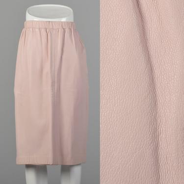 XS Pastel Pink Buttery Leather A-Line Skirt 