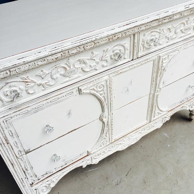 Sold Antique Shabby Cottage Chic Painted White Dresser Buffet
