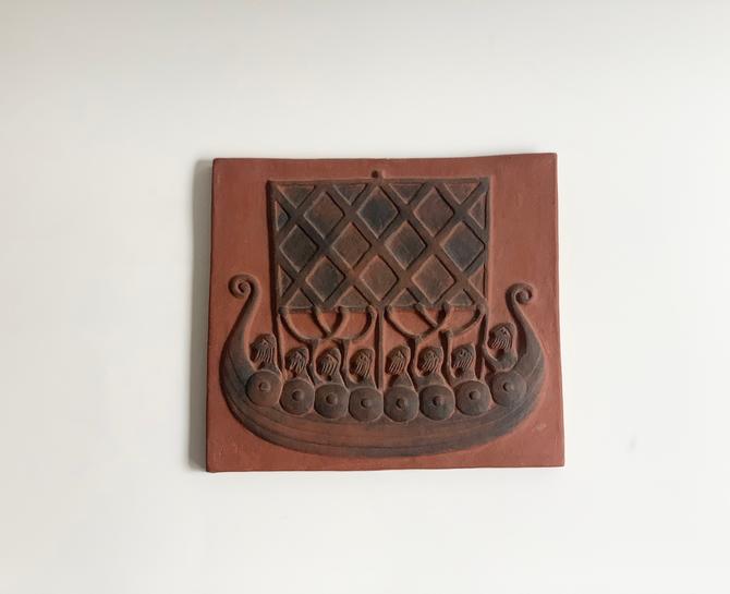 Vintage Danish Thyssen Keramik 'Viking Boat' Terracotta Tile | Sabine  Vintage Home | Austin, TX