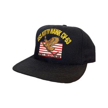 Vintage 90s USS Kitty Hawk CV-63 Snapback Hat Dont Tread on Me 