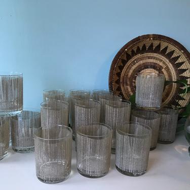 Bar Glasses Large Set 20 pieces Century Georges  Briard Icicles Highball Tumblers, Cocktail Glasses 