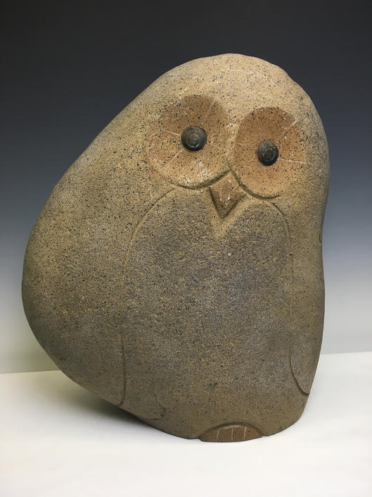 Vintage Large Fiberglass Rock Owl Yard Art Mid Century Modern MCM