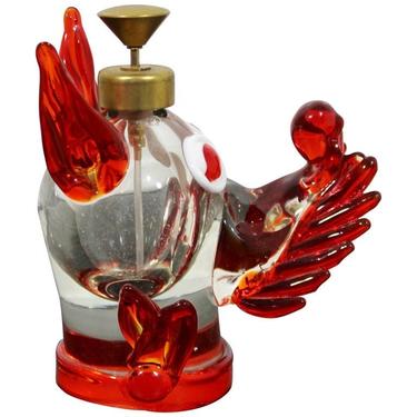 Mid Century Modern Murano Glass Dog Art Table Sculpture Atomizer Perfume Bottle 