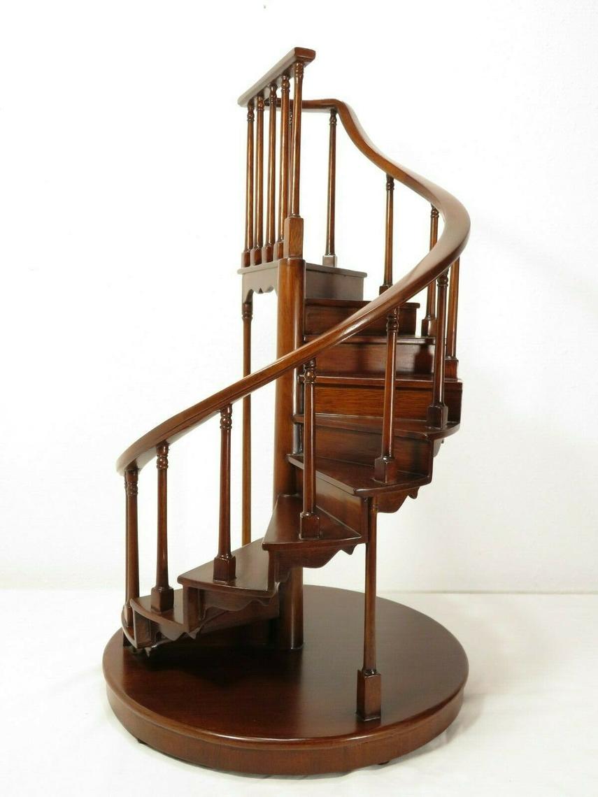 Vintage MAITLAND SMITH SPIRAL STAIRCASE MINIATURE WOOD ART SCULPTURE ...