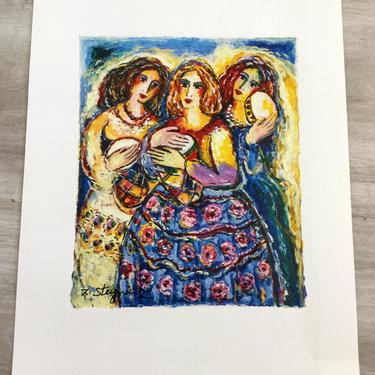 Modern Unframed 3 Women Musicians Zamy Steynovitz Signed Seriolithograph Canvas 