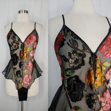 Teddy / Slip Victoria's Secret Designer Collections - Mousseline Soie Dentelle Noir, Taille S/P, Neuf étiqueté