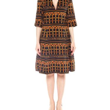 1960S Geometric Printed Wool Mod Dress 
