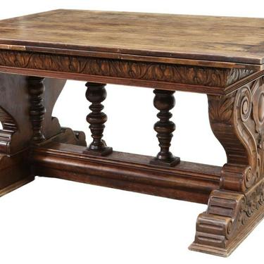 Table, Draw-Leaf, Walnut Renaissance Revival, Rectangular, Early 1900s, Gorgeous