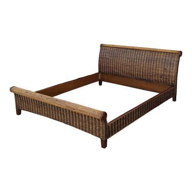 COMING SOON - Coastal Boho Chic Woven Rattan Sleigh Bed