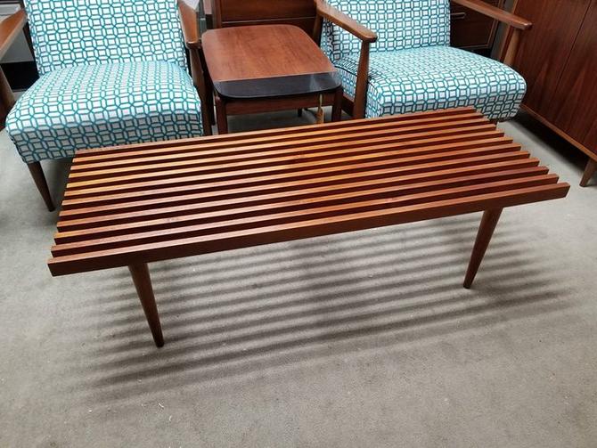 Mid Century Modern Slat Bench Coffee Table From Peg Leg