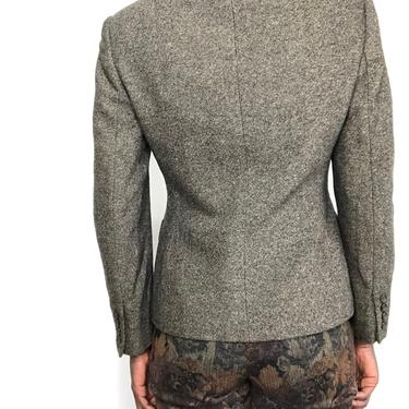 Vintage 90s Faux Fur Collar Wool Tweed Blazer jacket 