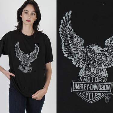 1987 Harley Davidson Tee / Mens Motorcycle Eagle Up Wing T
