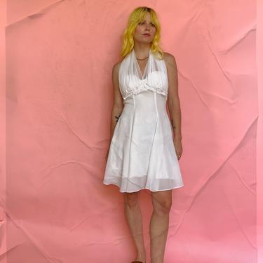 90s Céline Made in New York White Fit &amp; Flare Dress 