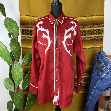 Vintage Rocking R Ranch Embroidered Western Shirt Pearl Snaps