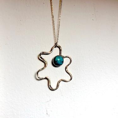14k gold-filled turquoise amoeba squiggle pendant 