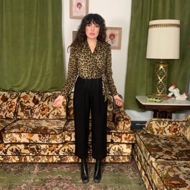 80s/90s LEOPARD JUMPSUIT - wrap top - small 