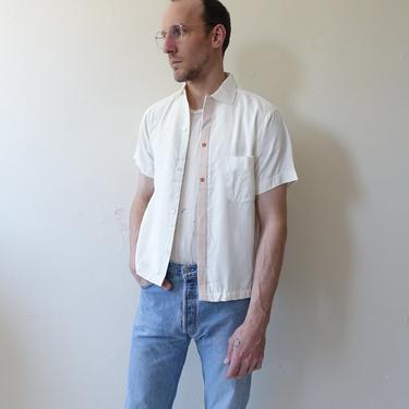 Vintage 60s Rayon Loop Collar Shirt/ 1950s 1960s | Bottle of Bread