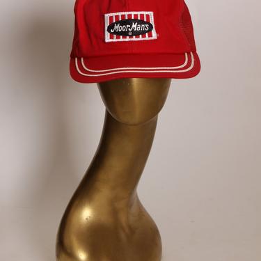 1970s Red and White MoorMan’s Mesh Snap Back Trucker Hat Ball Cap 