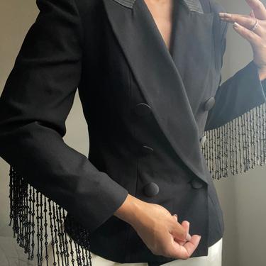 vintage BILL BLASS beaded sleek structured tux inspired blazer 