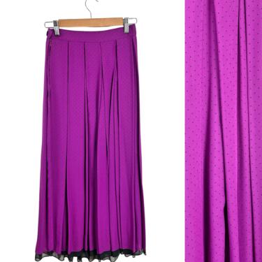 1980s Perry Ellis Portfolio silk pleated midi skirt - size small to medium 
