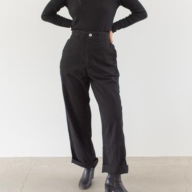 Vintage 29 30 31 32 Waist Black Cotton Twill Chinos | Button Fly | Unisex Straight Leg Utility Pant Trouser | 
