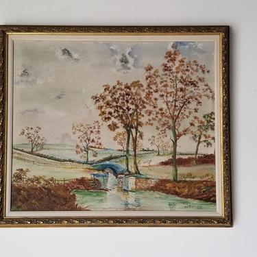 1907 &quot;Over the Hills and Far Away&quot; Landscape Oil Painting by H. J Petersen, Framed. 
