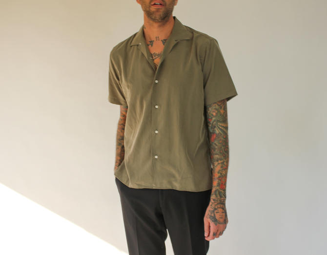 Vintage 50s Style Gitman Bros. Olive Green Rayon Suede Loop | The