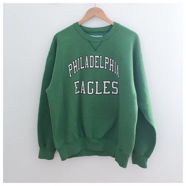 Vintage 90s Green Logo 7 Philadelphia Eagles Sweatshirt - Large