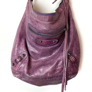 BALENCIAGA Purple Soft Medium Weight Leather day bag Made In Italy 140442-213048