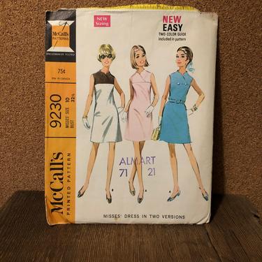 1960s sleeveless A line  criss cross dress MOD sewing pattern DIY vintage McCalls 10 S 