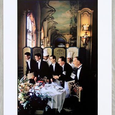 Mid Century Modern Unframed Photograph Waiters Chefs Signed Elliott Erwitt 1969 