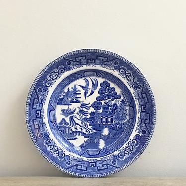 Blue Willow Serving Plate Willow Ware China Round Serving Dish Chinoiserie Tableware 