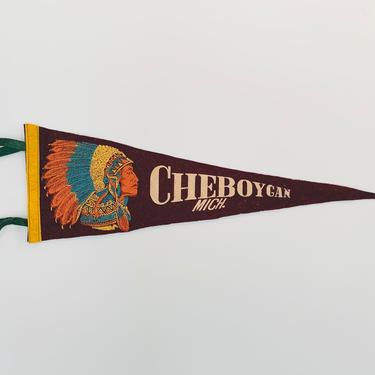 Vintage Cheboygan Michigan Souvenir Pennant 