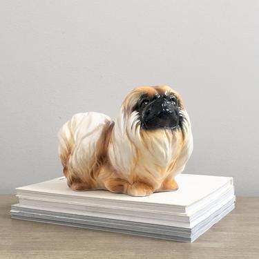 Italian Shih Tzu Statue Hand Painted Ceramic Figurine Made in | Mod