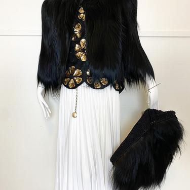 1960s Black Goat hair coat and muff set / Small-Medium 