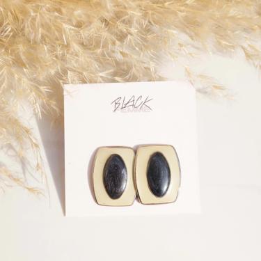 Vintage Goldtone Black Hole Enamel Earrings | THE MOD COLLECTION 