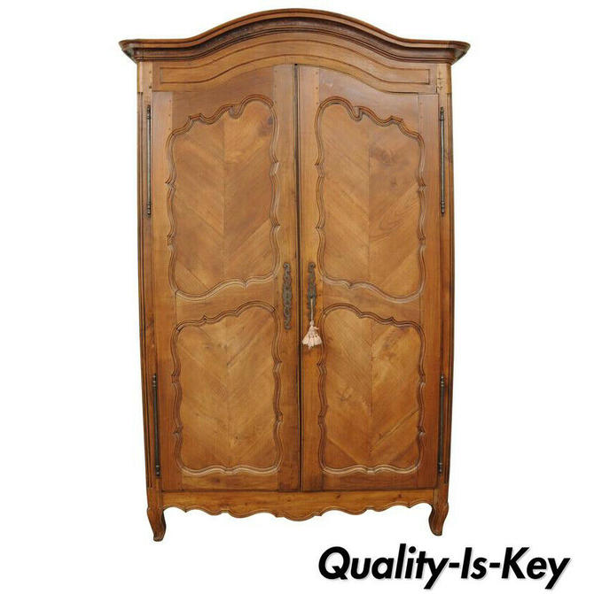 Country French Provincial Louis Xv Walnut Bonnet Top Armoire
