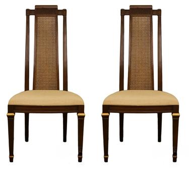 Set Of 2 Heritage French Regency Style Cane Back Dining Side Chairs 