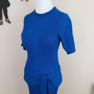 Vintage 1950's Wiggle Dress / 60s Knit Sweater Dress S 