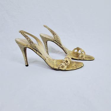 Dolce and Gabbana Snakeskin Chainlink Stiletto Sandals Heels I Sz 10 I Sz 41 