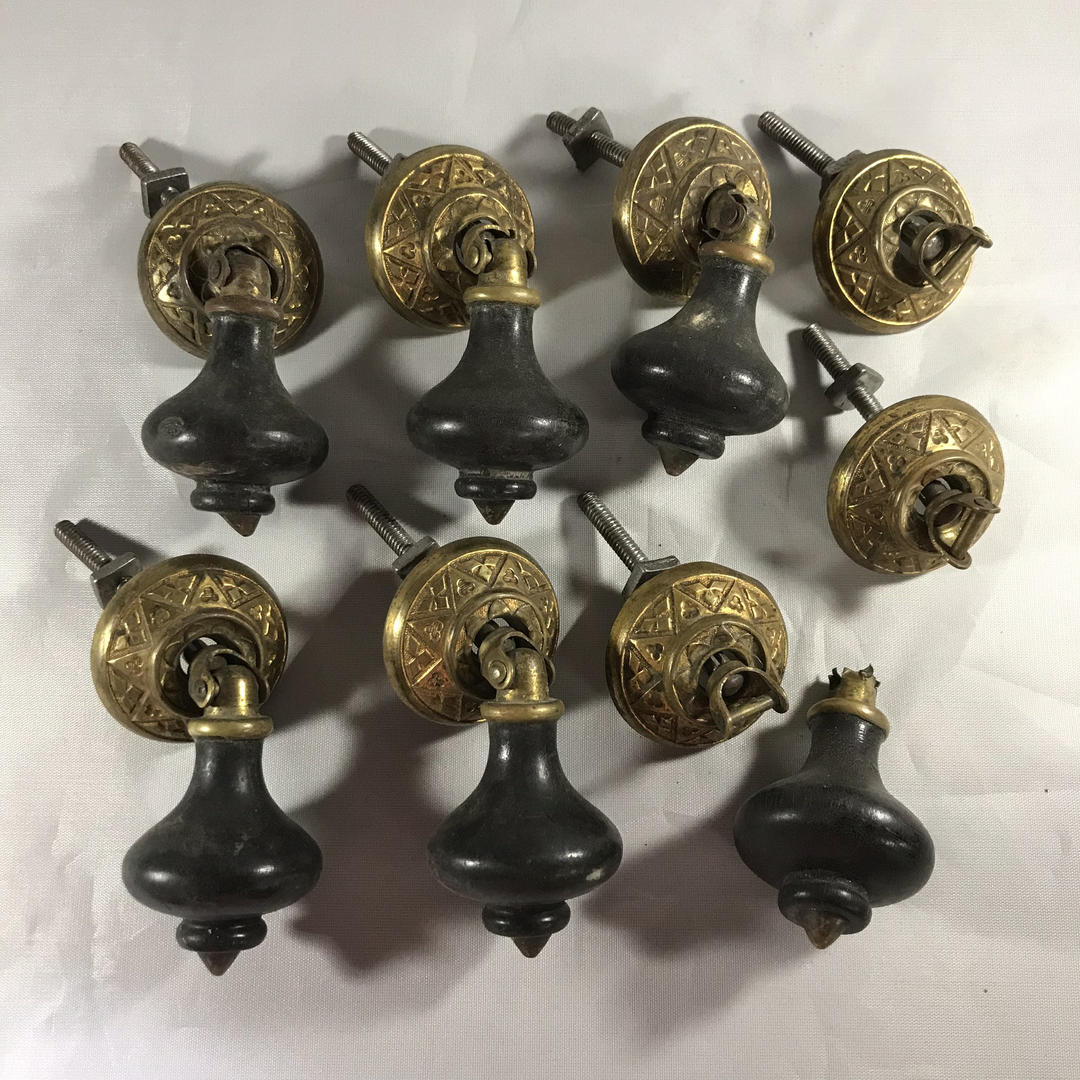 Victorian Drop Drawer Pulls Brass Black Cabinet Vintage By