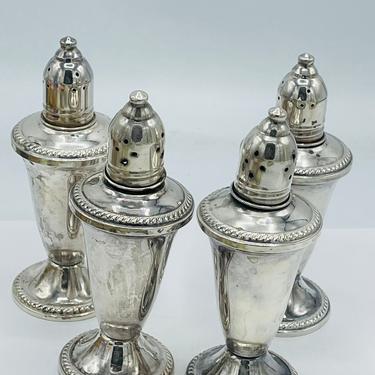 Vintage Rare Set of (6) Sterling Silver Salt and Pepper Shakers-Marked Sterling- Ribbed Design Individual Smaller Size 