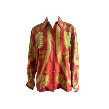 Hermes Print Silk Button Down