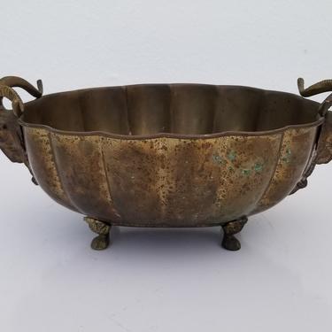 70's Vintage Brass Ram Planter  / Fruit  Bowl . 